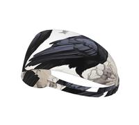 VVXBHGR Cartoon black Ravens Prints Elastic Exercise Headband Sports Head Tie for Men and Women, Soft, Quick-Dry