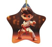 VVXBHGR cartoon karate Prints Christmas Ceramic Star Pendant Festive and Creative Decoration Easy to hang