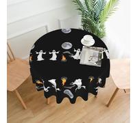 VVXBHGR Dancing ghost Prints Round Decorative Tablecloth 60 in for Indoor and Outdoor Dining, Parties, Weddings