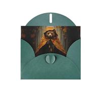 VVXBHGR Dark Green Holiday greeting check blank card and pearl beautiful blank note block A little bear in a cloak prints