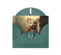 VVXBHGR Dark Green Holiday greeting check blank card and pearl beautiful blank note block A little mouse saying hello prints