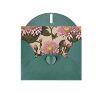 VVXBHGR Dark Green Holiday greeting check blank card and pearl beautiful blank note block Blooming chrysanthemums prints