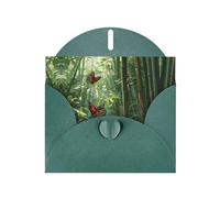VVXBHGR Dark Green Holiday greeting check blank card and pearl beautiful blank note block Butterflies in the bamboo forest prints