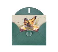 VVXBHGR Dark Green Holiday greeting check blank card and pearl beautiful blank note block Butterfly on bread prints