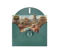 VVXBHGR Dark Green Holiday greeting check blank card and pearl beautiful blank note block Cars in the castle prints