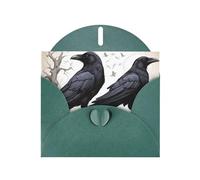 VVXBHGR Dark Green Holiday greeting check blank card and pearl beautiful blank note block Cartoon black Ravens prints