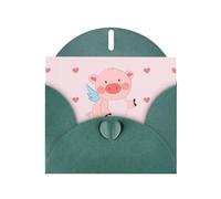 VVXBHGR Dark Green Holiday greeting check blank card and pearl beautiful blank note block cartoon flying pig prints