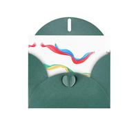 VVXBHGR Dark Green Holiday greeting check blank card and pearl beautiful blank note block Colorful scarfs fluttering in the wind prints