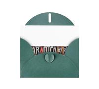 VVXBHGR Dark Green Holiday greeting check blank card and pearl beautiful blank note block Cool English letters prints