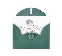 VVXBHGR Dark Green Holiday greeting check blank card and pearl beautiful blank note block Dancing ghost prints