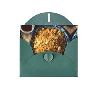 VVXBHGR Dark Green Holiday greeting check blank card and pearl beautiful blank note block Delicious fried egg rice prints