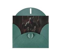 VVXBHGR Dark Green Holiday greeting check blank card and pearl beautiful blank note block Devil on the swing prints