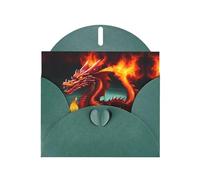 VVXBHGR Dark Green Holiday greeting check blank card and pearl beautiful blank note block Dragon King in Fire prints