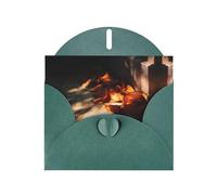 VVXBHGR Dark Green Holiday greeting check blank card and pearl beautiful blank note block Fallen leaves in the light prints