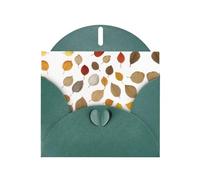 VVXBHGR Dark Green Holiday greeting check blank card and pearl beautiful blank note block Falling leaves in autumn prints