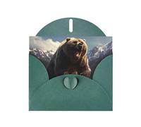 VVXBHGR Dark Green Holiday greeting check blank card and pearl beautiful blank note block Fierce Grizzly Bears prints