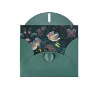 VVXBHGR Dark Green Holiday greeting check blank card and pearl beautiful blank note block Fireflies on flower branches prints