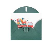 VVXBHGR Dark Green Holiday greeting check blank card and pearl beautiful blank note block Flower Truck prints