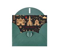 VVXBHGR Dark Green Holiday greeting check blank card and pearl beautiful blank note block fortress prints