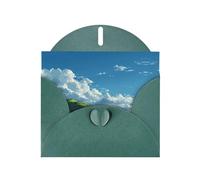 VVXBHGR Dark Green Holiday greeting check blank card and pearl beautiful blank note block Green space under the blue sky prints