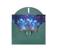 VVXBHGR Dark Green Holiday greeting check blank card and pearl beautiful blank note block Happy dancing ghost prints