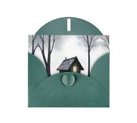 VVXBHGR Dark Green Holiday greeting check blank card and pearl beautiful blank note block Horrible night prints