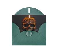 VVXBHGR Dark Green Holiday greeting check blank card and pearl beautiful blank note block Iron and copper skull candle prints