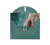 VVXBHGR Dark Green Holiday greeting check blank card and pearl beautiful blank note block Kayak on the beach prints