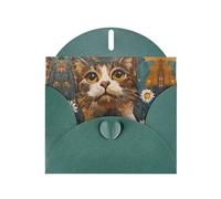 VVXBHGR Dark Green Holiday greeting check blank card and pearl beautiful blank note block Kitten holding daisies prints