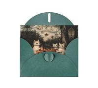 VVXBHGR Dark Green Holiday greeting check blank card and pearl beautiful blank note block Kittens going on a field trip prints