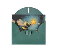 VVXBHGR Dark Green Holiday greeting check blank card and pearl beautiful blank note block Little bee picking stars prints