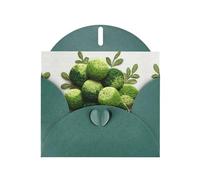 VVXBHGR Dark Green Holiday greeting check blank card and pearl beautiful blank note block Little green cookies. prints