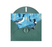 VVXBHGR Dark Green Holiday greeting check blank card and pearl beautiful blank note block loon birds prints