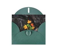 VVXBHGR Dark Green Holiday greeting check blank card and pearl beautiful blank note block Maple leaves under rocks prints
