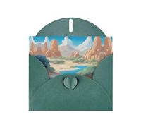 VVXBHGR Dark Green Holiday greeting check blank card and pearl beautiful blank note block oasis in the desert prints