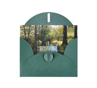 VVXBHGR Dark Green Holiday greeting check blank card and pearl beautiful blank note block Painting board next to the stream prints