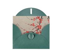 VVXBHGR Dark Green Holiday greeting check blank card and pearl beautiful blank note block Plum blossoms under the snow prints
