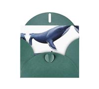VVXBHGR Dark Green Holiday greeting check blank card and pearl beautiful blank note block Polar ice whale prints