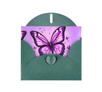 VVXBHGR Dark Green Holiday greeting check blank card and pearl beautiful blank note block Purple Butterfly prints
