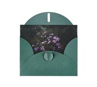 VVXBHGR Dark Green Holiday greeting check blank card and pearl beautiful blank note block Purple flowers prints