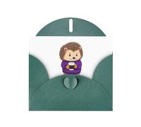 VVXBHGR Dark Green Holiday greeting check blank card and pearl beautiful blank note block Purple hedgehog prints