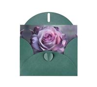 VVXBHGR Dark Green Holiday greeting check blank card and pearl beautiful blank note block Purple rose prints