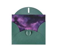 VVXBHGR Dark Green Holiday greeting check blank card and pearl beautiful blank note block Purple starry sky prints