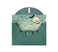 VVXBHGR Dark Green Holiday greeting check blank card and pearl beautiful blank note block Radar Bat Swarm prints