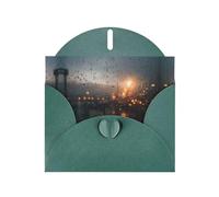 VVXBHGR Dark Green Holiday greeting check blank card and pearl beautiful blank note block Raindrops on the window prints