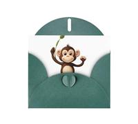 VVXBHGR Dark Green Holiday greeting check blank card and pearl beautiful blank note block Smart little monkey prints
