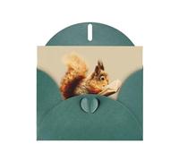 VVXBHGR Dark Green Holiday greeting check blank card and pearl beautiful blank note block Squirrel reading a book prints