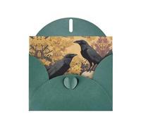 VVXBHGR Dark Green Holiday greeting check blank card and pearl beautiful blank note block The crow on the skull prints
