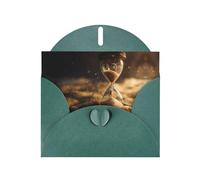 VVXBHGR Dark Green Holiday greeting check blank card and pearl beautiful blank note block The hourglass sands of time prints