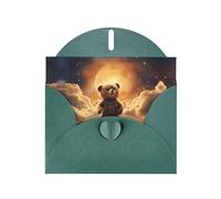 VVXBHGR Dark Green Holiday greeting check blank card and pearl beautiful blank note block The little bear on the planet prints